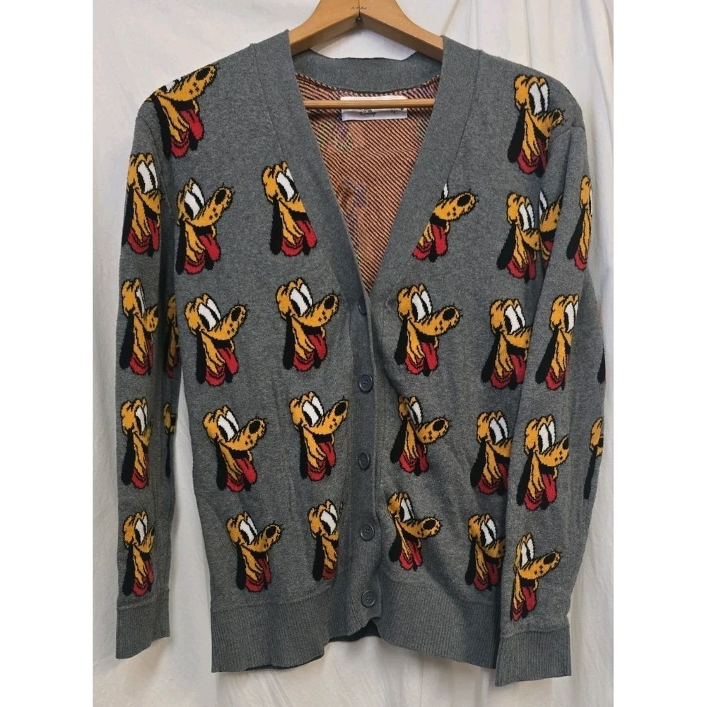 Disney Store Pluto Dog 90th Anniversary Varsity Grey Cardigan Adult